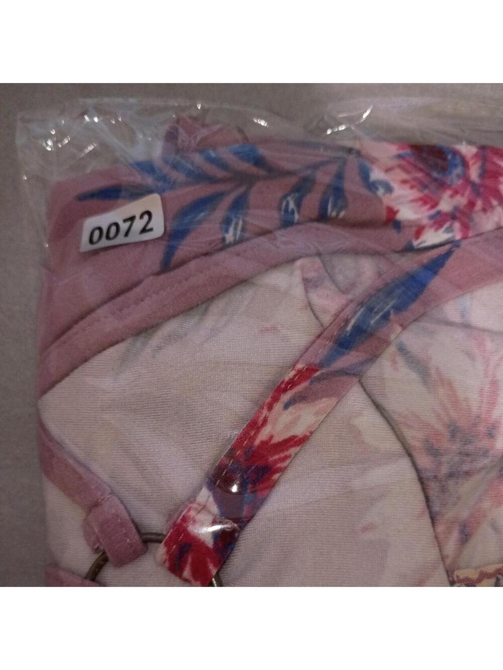 Pink Rose L Mauve Floral Swing Dress V Neck Strappy Short Sleeve Boho - Picture 7 of 7
